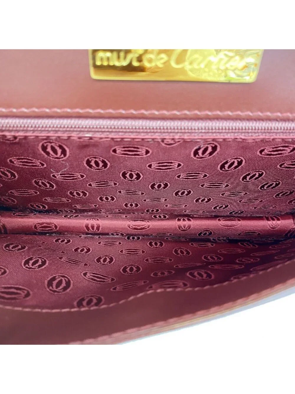 Cartier Clutch Must Leather Bordeaux Gold